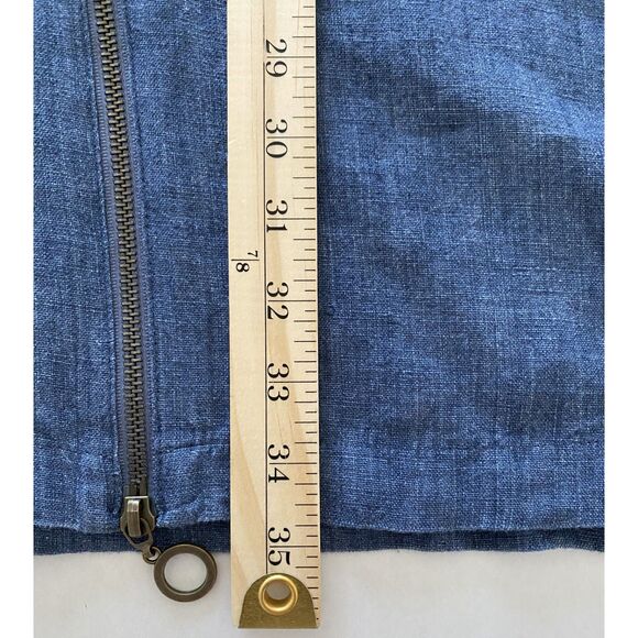 VTG IC Collection Lagenlook Asymmetrical Linen Chambray Zip Shirt Skirt Set XL - Picture 7 of 14